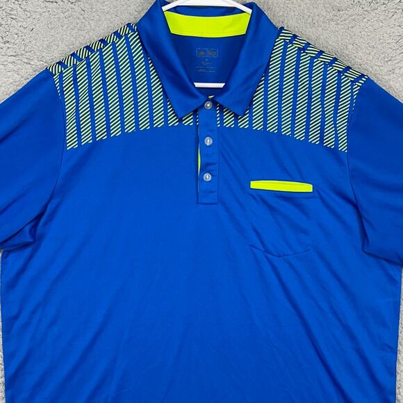Adidas Golf Polo Shirt AdultXL Adizero Blue Neon Yellow Athletic Rugby Mens